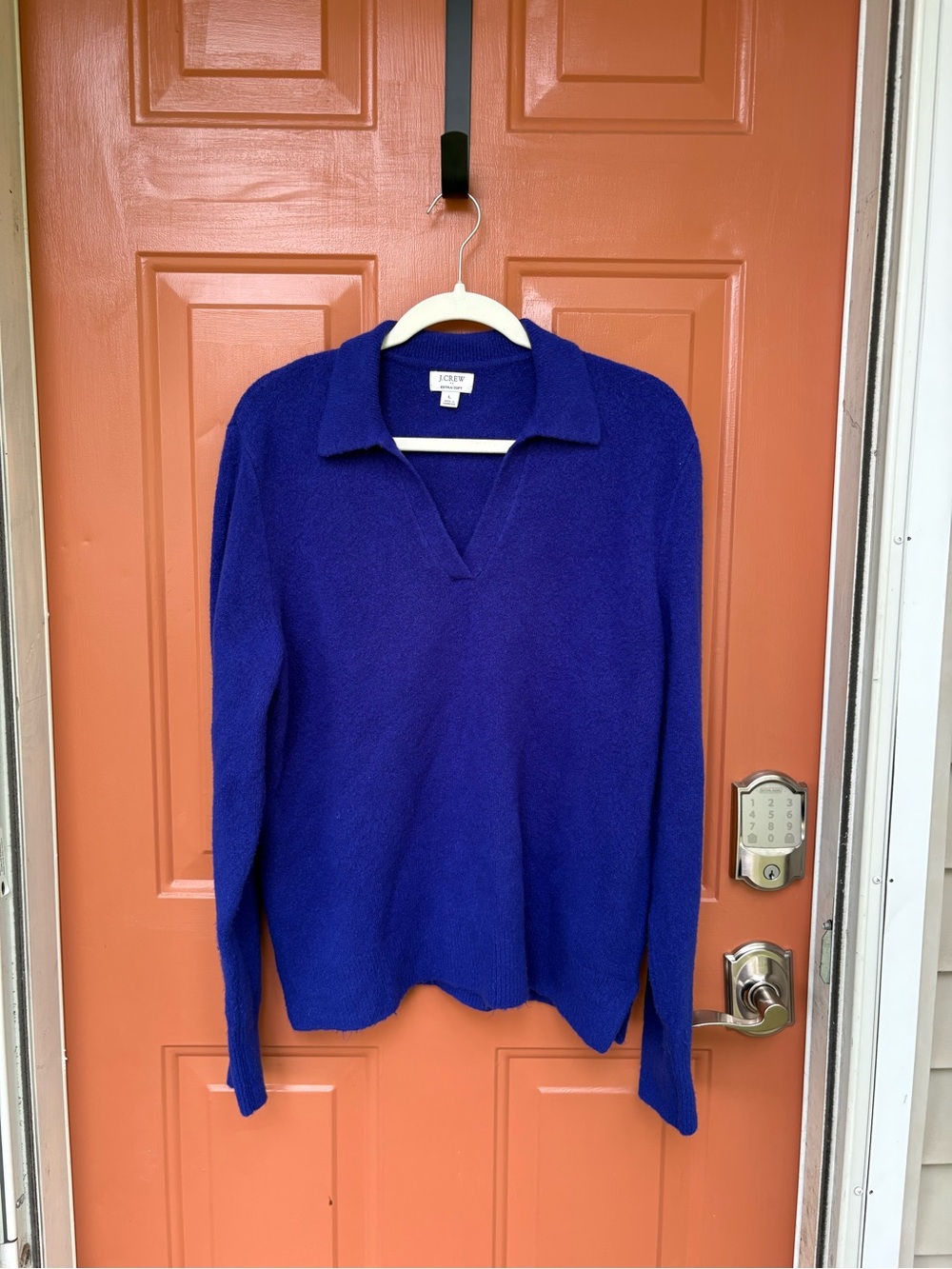 J. Crew Women's Cobalt Blue Collared V-Neck Sweater- VERY SOFT